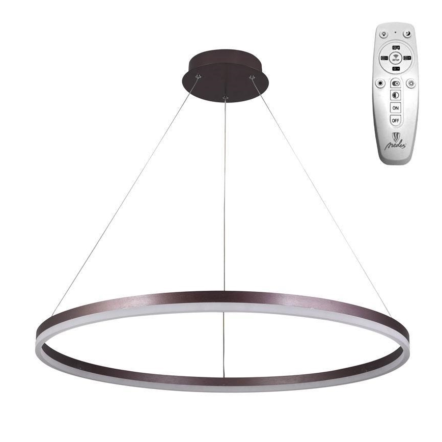 Brilagi - Dimbare hanglamp aan kabel CIRCLE LED/55W/230V 3000-6500K Ø 80 cm bruin + afstandsbediening