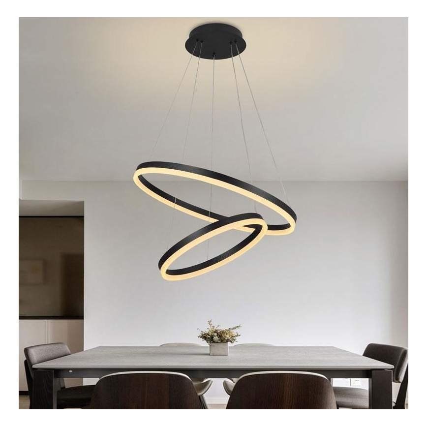 Brilagi - Dimbare LED-hanglamp aan kabel CIRCLE LED/70W/230V 3000-6500K Ø 60 cm zwart + afstandsbediening