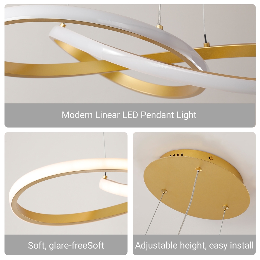 Brilagi - LED dimbare hanglamp aan kabel INFINITY LED/80W/230V 3000-6000K 80x80 cm goudkleurig + afstandsbediening