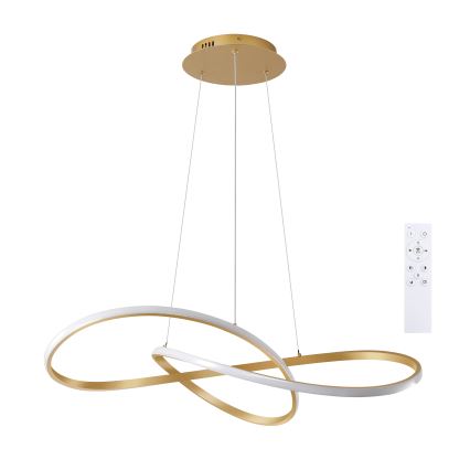 Brilagi - LED dimbare hanglamp aan kabel INFINITY LED/80W/230V 3000-6000K 80x80 cm goudkleurig + afstandsbediening