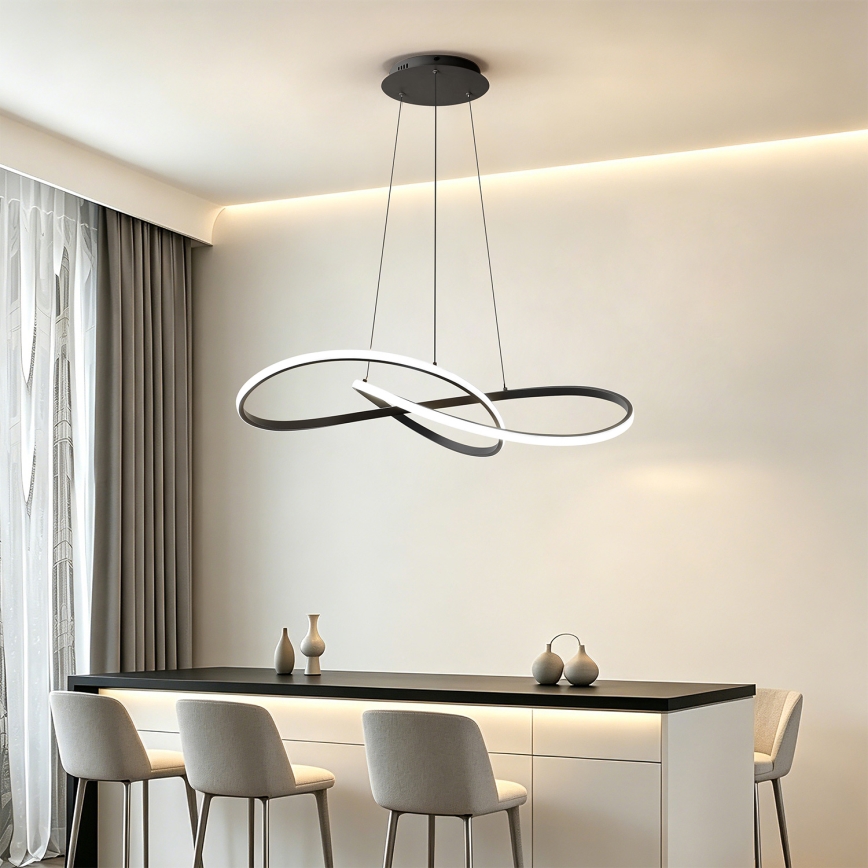 BRILAGI - INFINITY dimbare LED-hanglamp aan kabel, 80 W, 230 V, 3000–6000 K, 80x80 cm, zwart, inclusief afstandsbediening