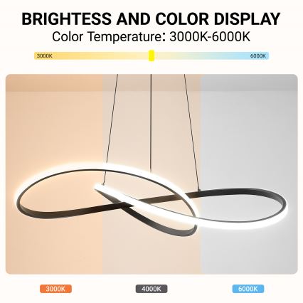 BRILAGI - INFINITY dimbare LED-hanglamp aan kabel, 80 W, 230 V, 3000–6000 K, 80x80 cm, zwart, inclusief afstandsbediening