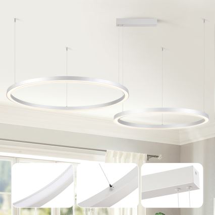 Brilagi - Dimbare LED-hanglamp aan kabel PORTOFINO LED/98W/230V 3000-6000K zilver + afstandsbediening