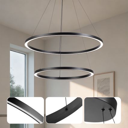 Brilagi - LED-dimbare kabelhanglamp PORTOFINO LED/98W/230V 3000-6000K diam. 80 cm zwart + afstandsbediening