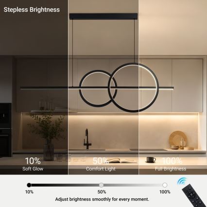 BRILAGI - LED dimbare hanglamp aan kabel SIGNATURE LED/53W/230V 3000-6000K 120 cm zwart + afstandsbediening