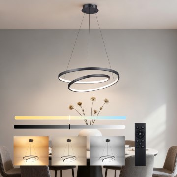 Brilagi - Dimbare LED-hanglamp aan kabel TWISTER LED/48W/230V 3000-6000K Ø 50 cm zwart + afstandsbediening