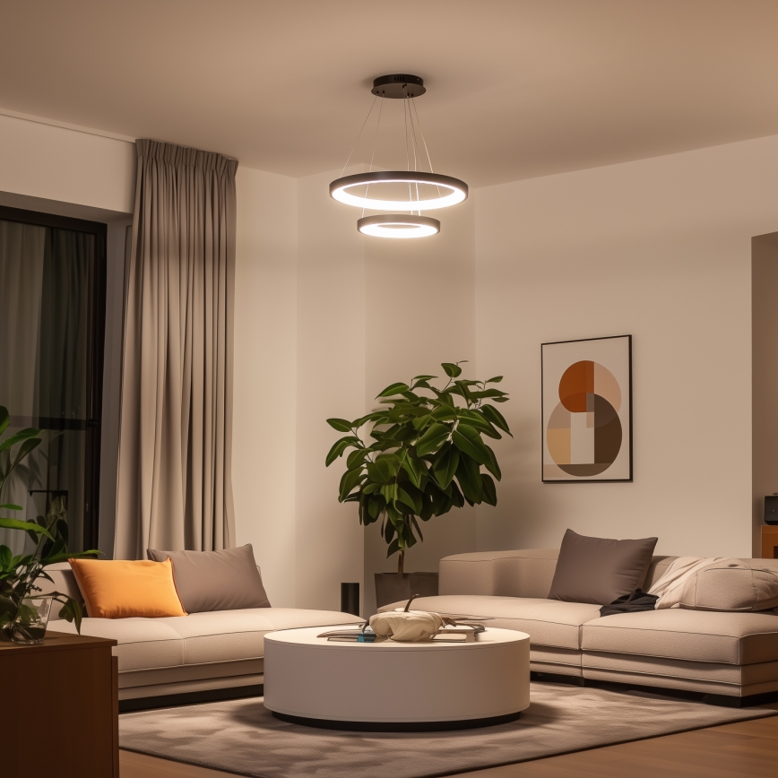 Brilagi - LED dimbare hanglamp aan kabel FALCON SLIM LED/68W/230V 3000-6500K Ø 50 cm zwart + afstandsbediening