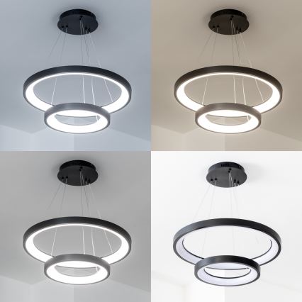 Brilagi - LED dimbare hanglamp aan kabel FALCON SLIM LED/68W/230V 3000-6500K Ø 50 cm zwart + afstandsbediening