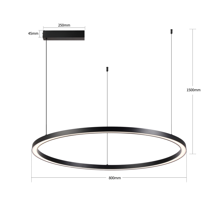 Brilagi - Dimbare LED-hanglamp aan kabel PORTOFINO LED/60W/230V 3000-6000K Ø 80 cm zwart + inclusief afstandsbediening
