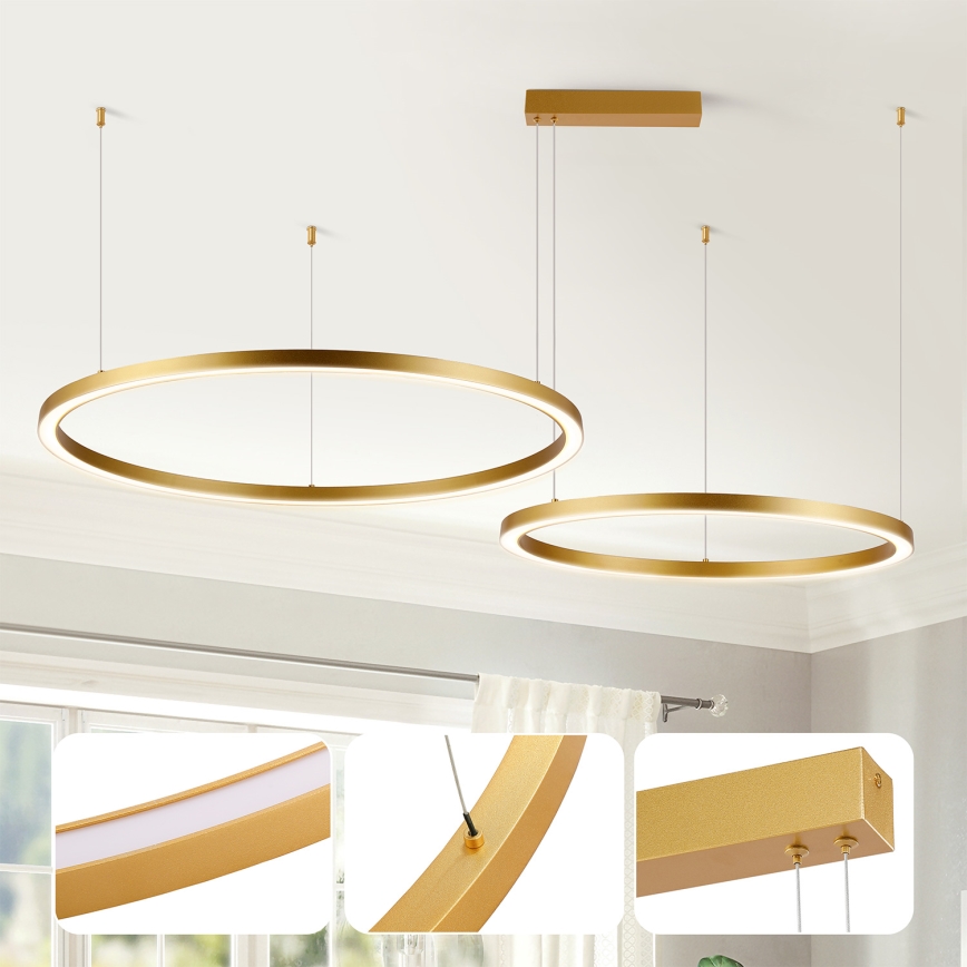 Brilagi - Dimbare LED-hanglamp aan kabel PORTOFINO LED/98W/230V 3000-6000K goudkleurig + afstandsbediening