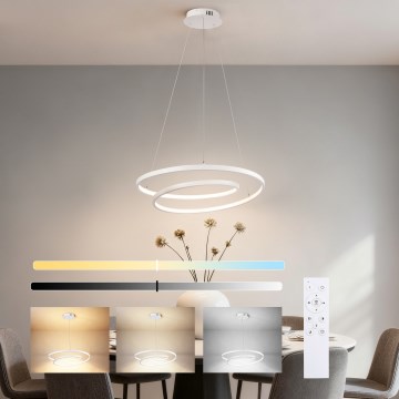 Brilagi - Dimbare LED-hanglamp met kabel TWISTER LED/48W/230V 3000-6000K Ø 50 cm wit + afstandsbediening