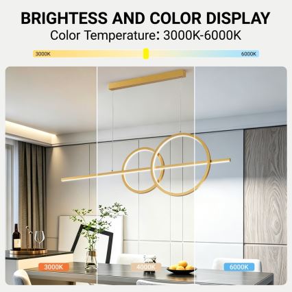 BRILAGI - LED dimbare hanglamp aan kabel SIGNATURE LED/53W/230V 3000-6000K 120 cm goudkleurig + afstandsbediening