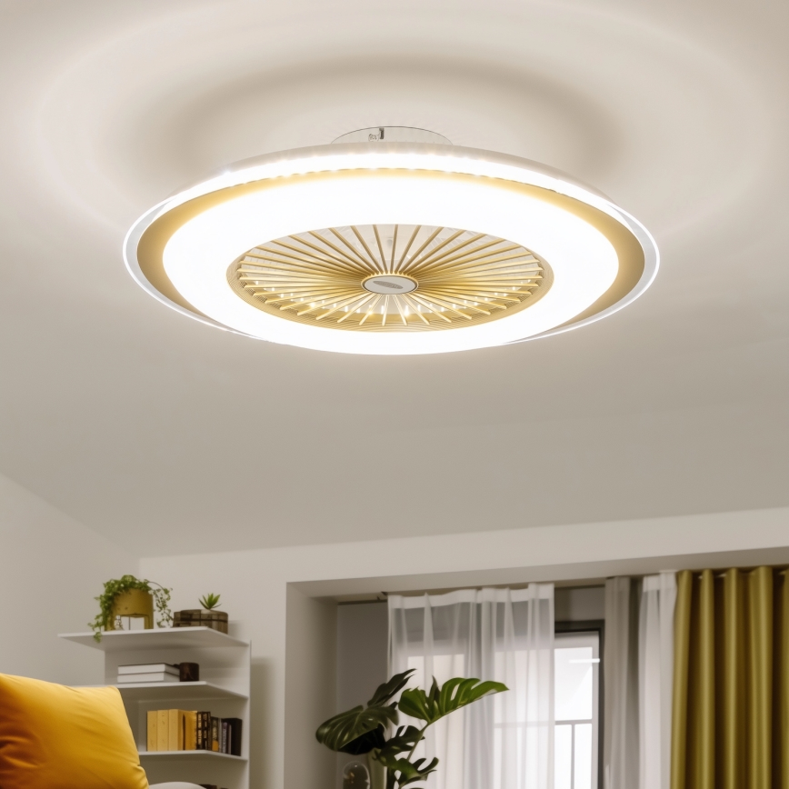 Brilagi - Dimbare LED Lamp met Ventilator RONDA LED/48W/230V 3000-6000K goud + afstandsbediening