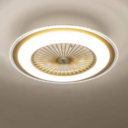 Brilagi - Dimbare LED Lamp met Ventilator RONDA LED/48W/230V 3000-6000K goud + afstandsbediening