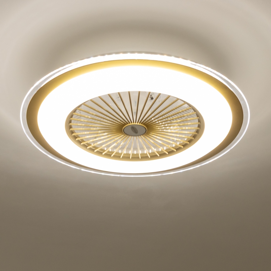 Brilagi - Dimbare LED Lamp met Ventilator RONDA LED/48W/230V 3000-6000K goud + afstandsbediening