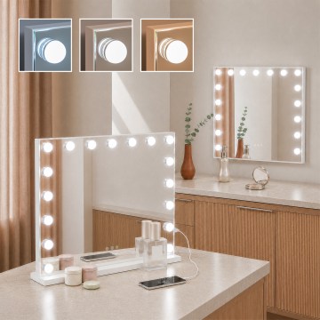 BRILAGI - Dimbare LED make-upspiegel HOLLYWOOD LED/15W/230V CCT + 2x USB 60x50 cm wit