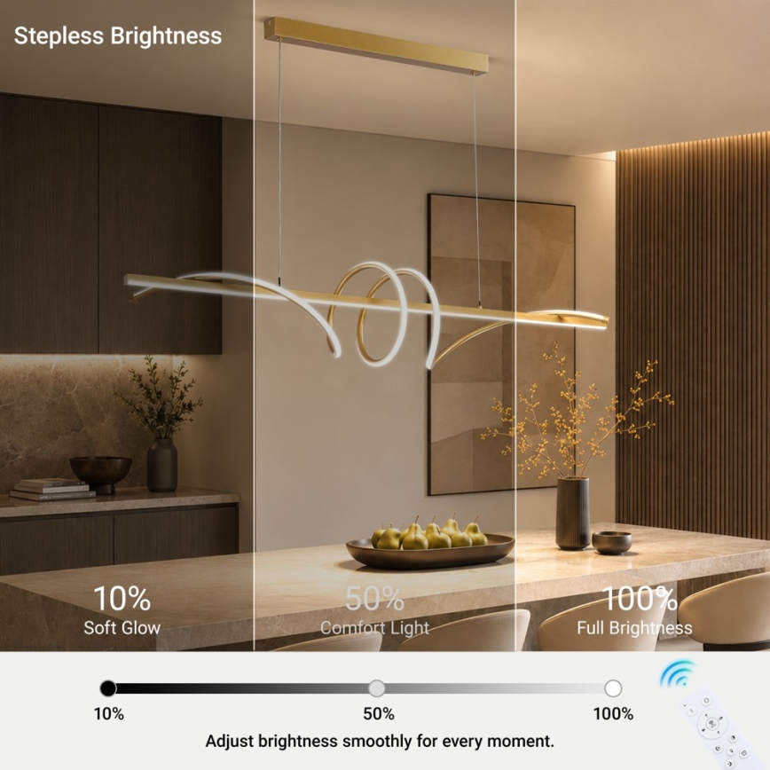 BRILAGI - LED dimbare kroonluchter aan kabel SIGNATURE LED/50W/230V 3000-6000K 120 cm goud + afstandsbediening