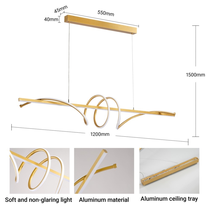 BRILAGI - LED dimbare kroonluchter aan kabel SIGNATURE LED/50W/230V 3000-6000K 120 cm goud + afstandsbediening