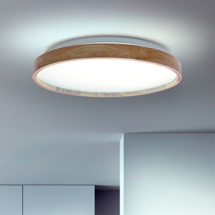 Brilagi - Dimbare LED-plafondlamp ALSON LED/48W/230V 3000-6500K eiken diam. 39,5 cm + afstandsbediening