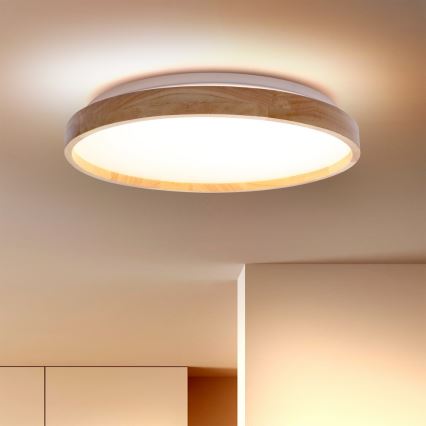 Brilagi - Dimbare LED-plafondlamp ALSON LED/48W/230V 3000-6500K eiken diam. 39,5 cm + afstandsbediening
