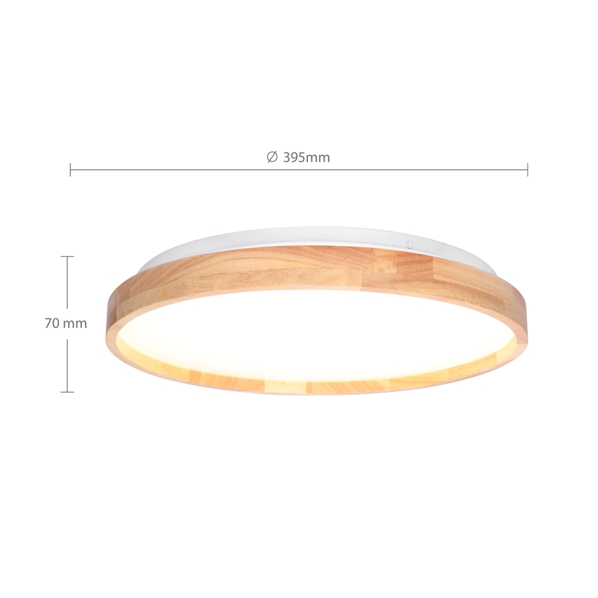Brilagi - Dimbare LED-plafondlamp ALSON LED/48W/230V 3000-6500K eiken diam. 39,5 cm + afstandsbediening