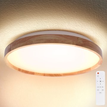 Brilagi - Dimbare LED-plafondlamp ALSON LED/48W/230V 3000-6500K eiken diam. 39,5 cm + afstandsbediening