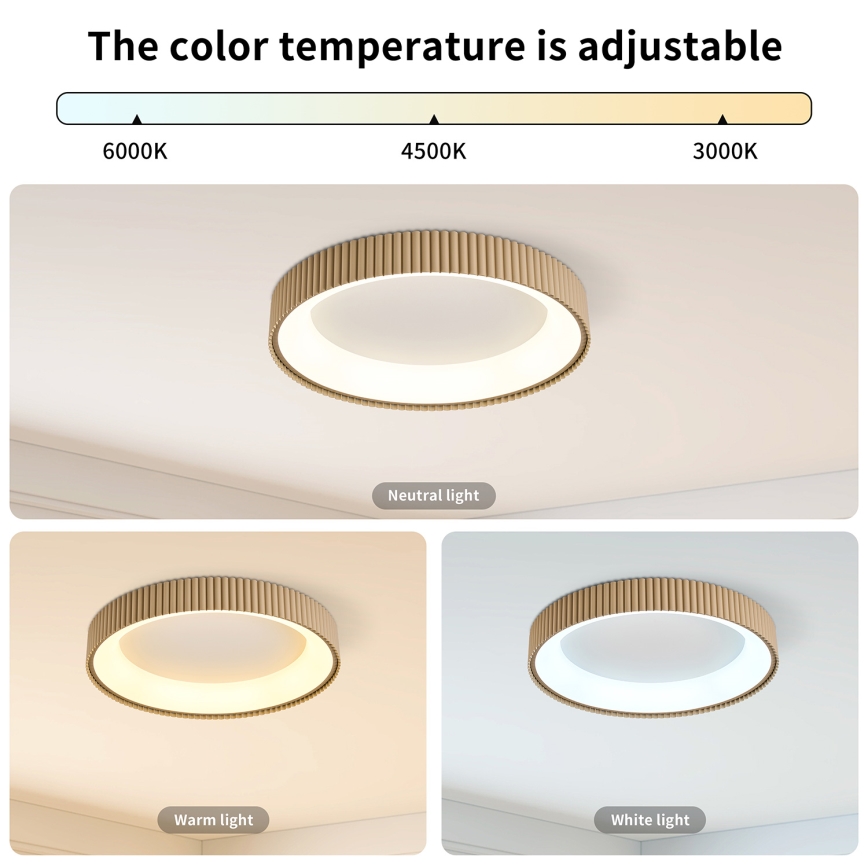 Brilagi - LED dimbare plafondlamp FALCON MODERN LED/30W/230V 3000-6500K Ø 40 cm beige + afstandsbediening