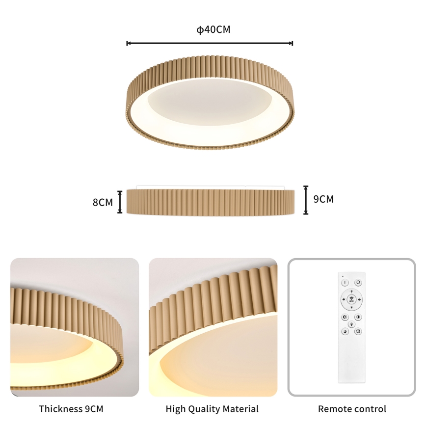 Brilagi - LED dimbare plafondlamp FALCON MODERN LED/30W/230V 3000-6500K Ø 40 cm beige + afstandsbediening