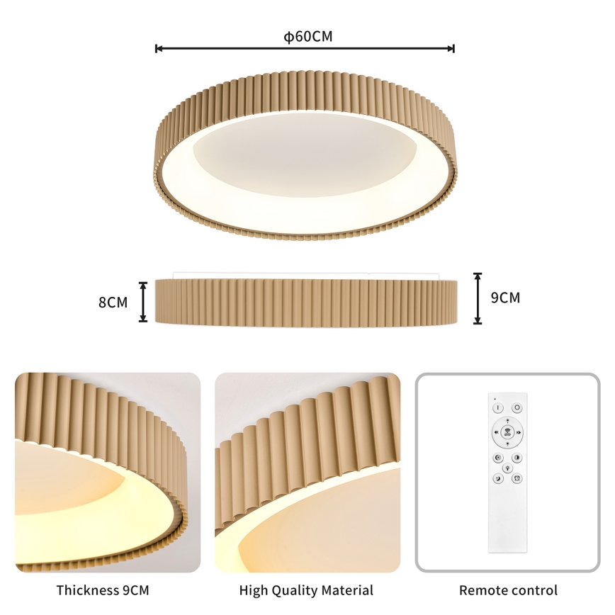 Brilagi - LED-dimbare plafondlamp FALCON MODERN LED/54W/230V 3000-6500K 60 cm beige + afstandsbediening