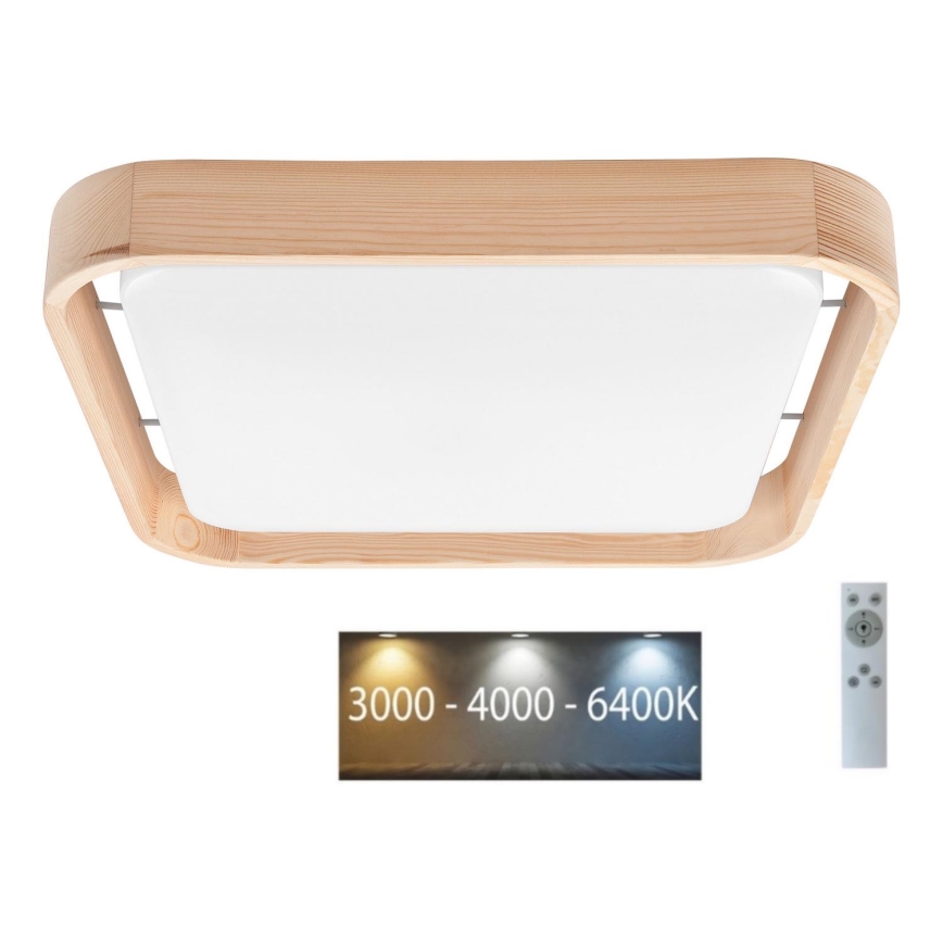 Brilagi - Dimbare LED-plafondlamp MANAROLA CUBIC LED/24W/230V 45x45 cm 3000-6500K grenen + afstandsbediening