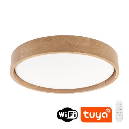 Brilagi - LED dimbare plafondlamp MANAROLA SMART LED/24W/230V 3000-6000K Wi-Fi Tuya Beacon Ø 41 cm eiken + afstandsbediening