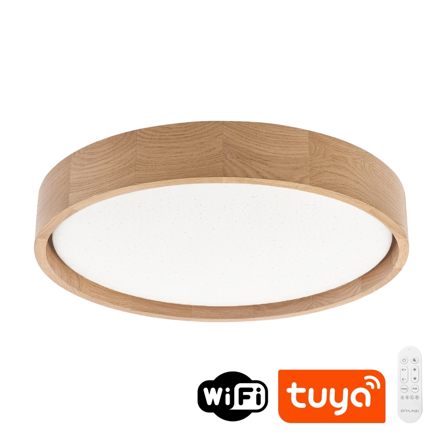 Brilagi - LED dimbare plafondlamp MANAROLA SMART STARS LED/24W/230V 3000-6000K Wi-Fi Tuya Beacon Ø 41 cm eiken + afstandsbediening