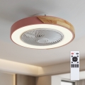 Brilagi - Dimbare LED-plafondlamp met ventilator LED/38W/230V 3000-6500K Ø 50 cm roze/eiken + afstandsbediening