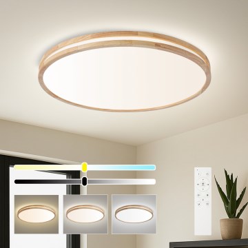 Brilagi - Dimbare LED-plafondlamp MOLINA LED/100W/230V 3000-6000K eiken Ø 80 cm + afstandsbediening