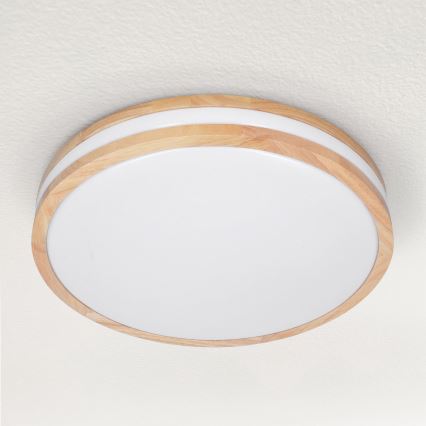 Brilagi - Dimbare LED plafondlamp MOLINA LED/48W/230V 3000-6500K eiken diameter 38 cm + afstandsbediening