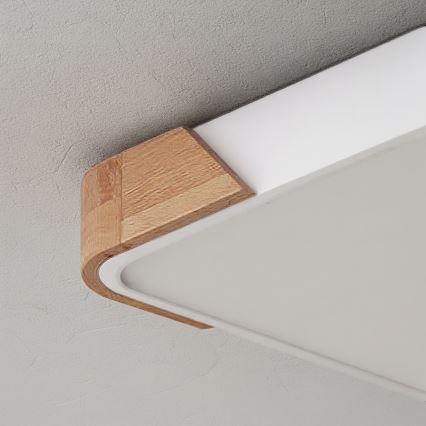 Brilagi - Dimbare LED-plafondlamp PILANA LED/48W/230V 3000-6500K eiken/wit 42x42 cm + afstandsbediening