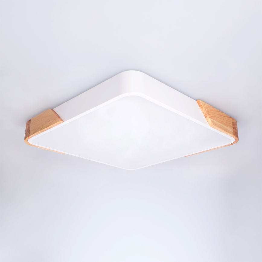 Brilagi - Dimbare LED-plafondlamp PILANA LED/48W/230V 3000-6500K eiken/wit 42x42 cm + afstandsbediening