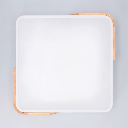 Brilagi - Dimbare LED-plafondlamp PILANA LED/48W/230V 3000-6500K eiken/wit 42x42 cm + afstandsbediening