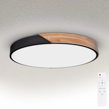 Brilagi - dimbare LED-plafondlamp PILANA LED/60W/230V 3000-6500K eiken/zwart Ø 60 cm + afstandsbediening