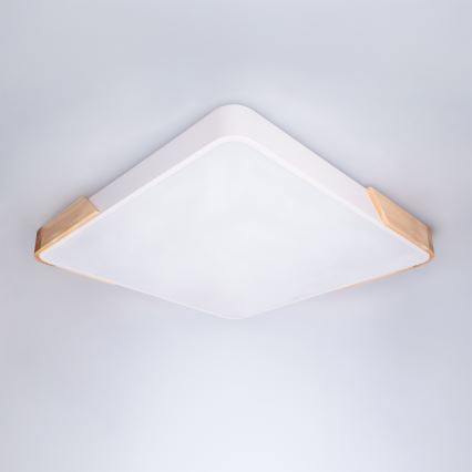 Brilagi - Dimbare LED-plafondlamp PILANA LED/60W/230V 3000-6500K eiken/wit 56x56 cm + afstandsbediening