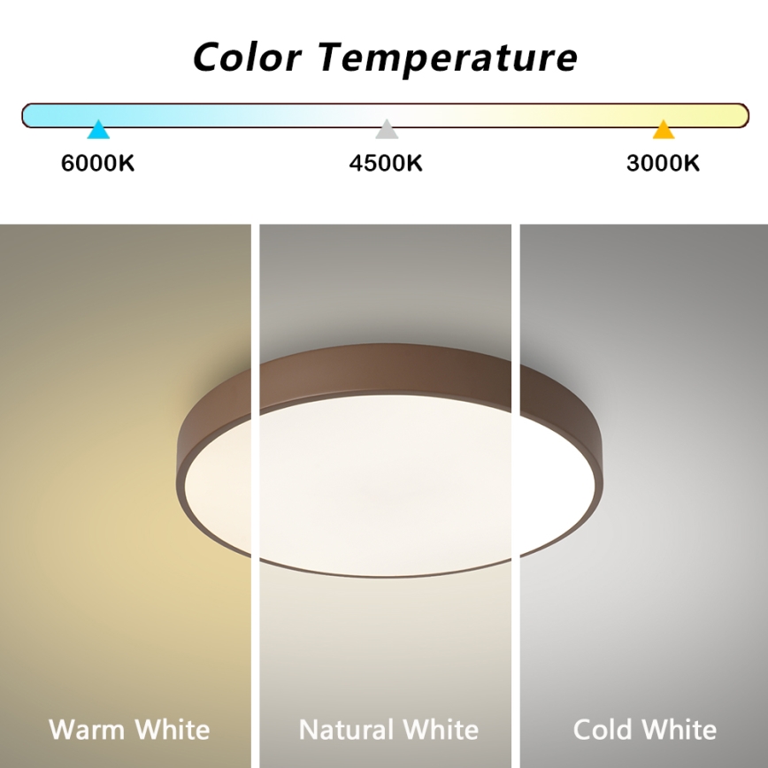 Brilagi - LED dimbare plafondlamp POOL LED/36W/230V 3000-6000K Ø 30 cm bruin + afstandsbediening