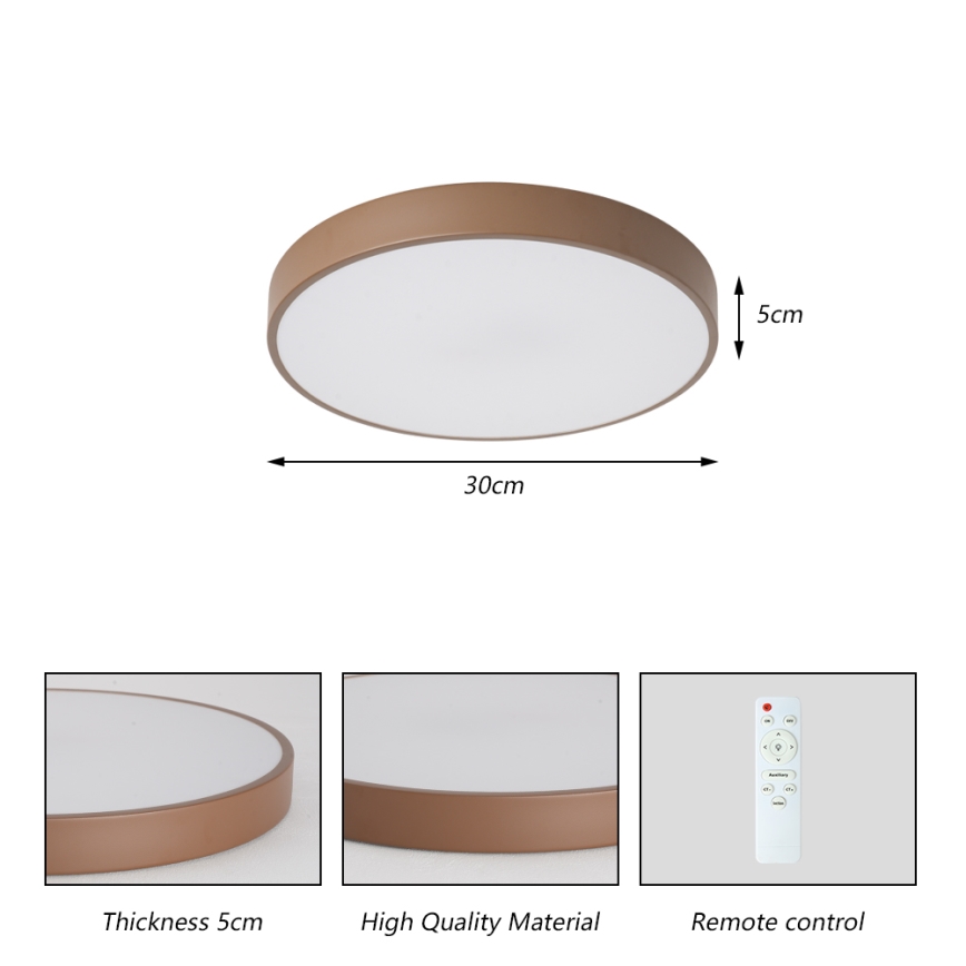 Brilagi - LED dimbare plafondlamp POOL LED/36W/230V 3000-6000K Ø 30 cm bruin + afstandsbediening