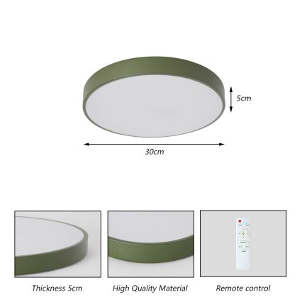 Brilagi - LED dimbare plafondlamp POOL LED/36W/230V 3000-6000K Ø 30 cm groen + afstandsbediening