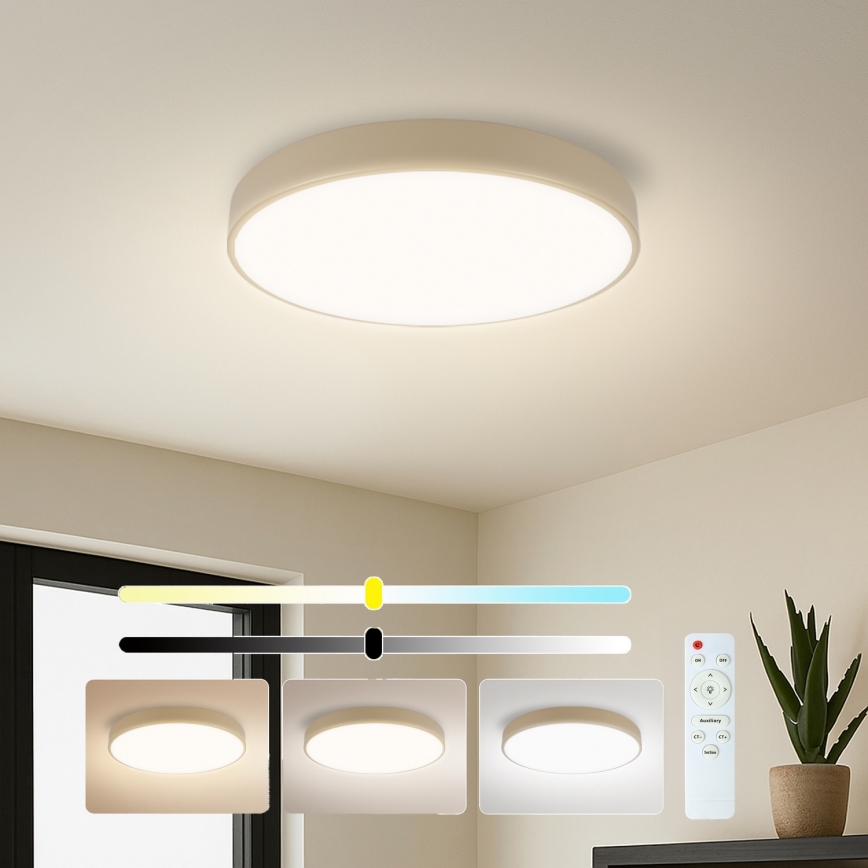 Brilagi - Dimbare LED-plafondlamp POOL LED/36W/230V 3000-6000K Ø 30 cm beige + afstandsbediening