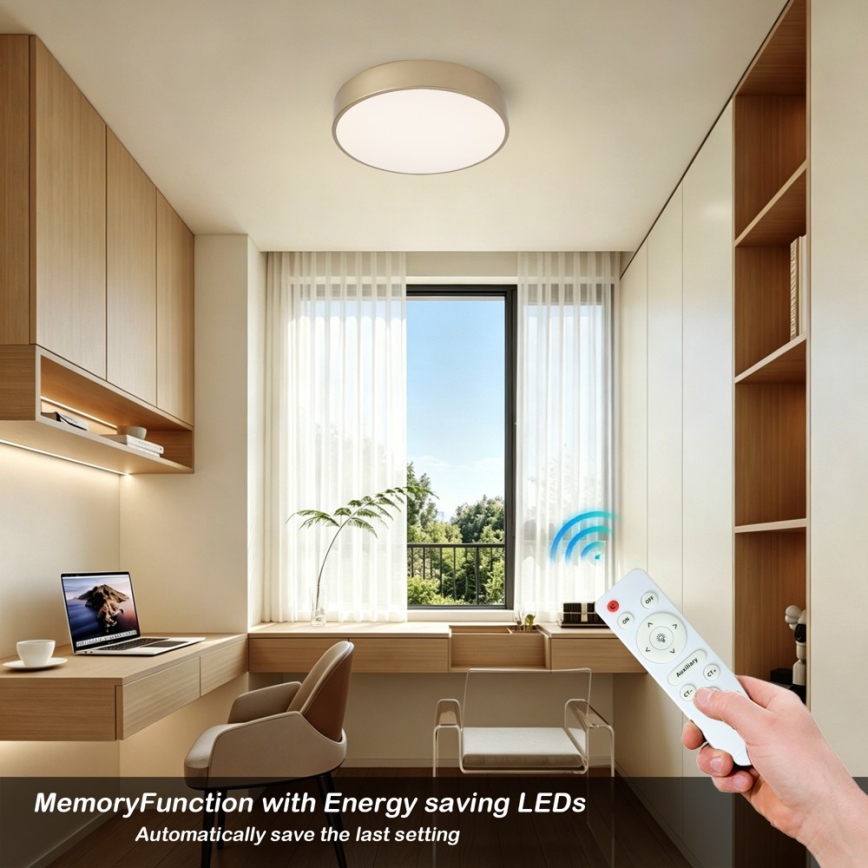 Brilagi - LED dimbare plafondlamp POOL LED/36W/230V 3000-6000K pr. 30 cm goud + afstandsbediening