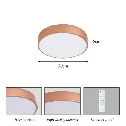 BRILAGI - LED dimbare plafondlamp POOL LED/36W/230V 3000-6000K Ø 30 cm koperkleurig + met afstandsbediening