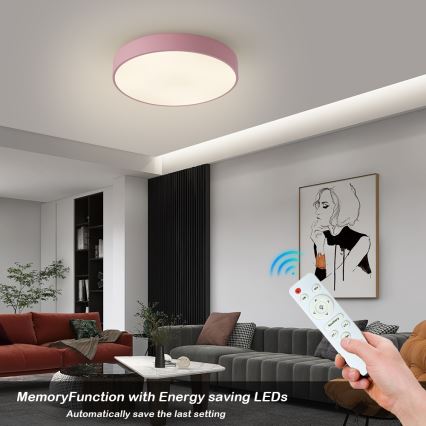 Brilagi - Dimbare LED-plafondlamp POOL LED/48W/230V 3000–6000K Ø 40 cm roze + afstandsbediening