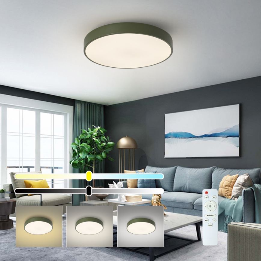 Brilagi - LED-dimbare plafondlamp POOL LED/60W/230V 3000-6000K Ø 50 cm groen + afstandsbediening