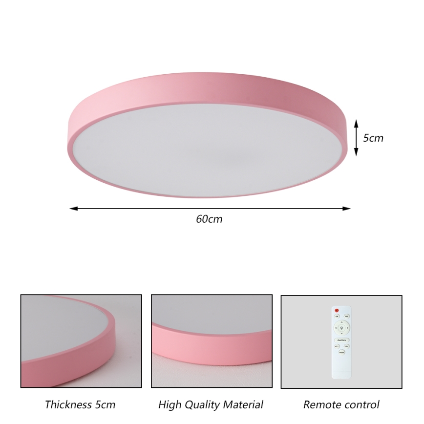Brilagi - LED dimbare plafondlamp POOL LED/60W/230V 3000-6000K Ø 60 cm roze + afstandsbediening