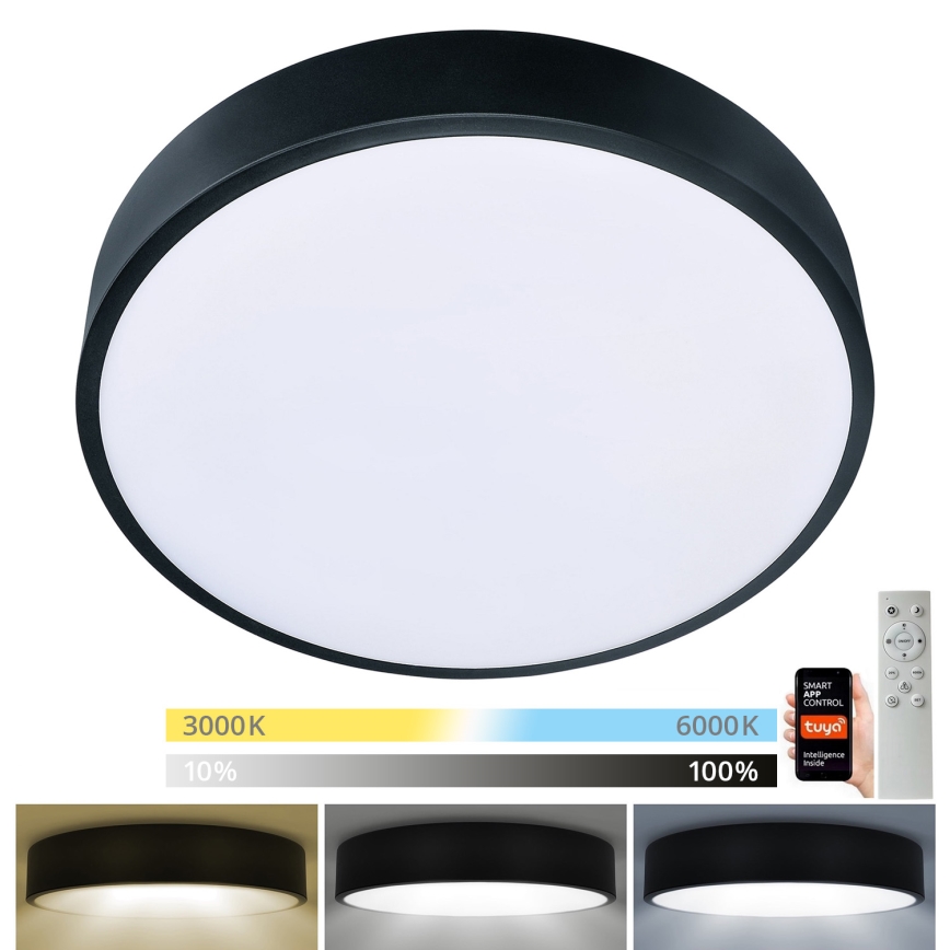 Brilagi - Dimbare LED plafondlamp POOL SMART LED/48W/230V 40 cm 3000-6000K Wi-Fi Tuya + afstandsbediening zwart